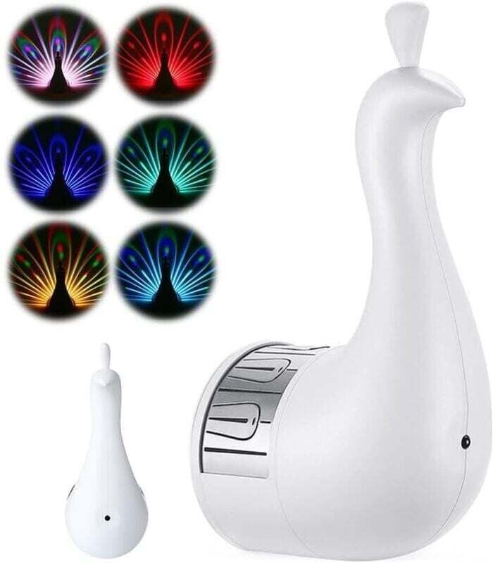 Vtizikl Applique Murale Paon,LED Murale de Paon avec Télécommande, Lampe De Veilleuse Paon avec Chargement USB, Lampe De...