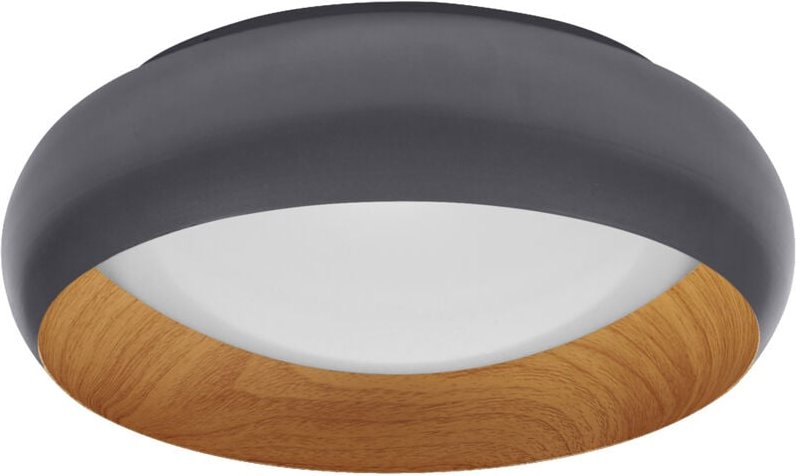 Orbis Livia LED-Deckenleuchte mit Metallring, grau/Holzdekor, 16W, 750lm, 3000K, 300mm, 830 freundliches Warmweiß, durch...