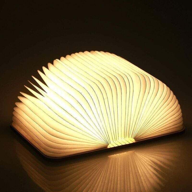 Faltbare Buchlampe aus Holz, magnetische LED-Buchlampe, dekorative Leuchte/Nachtlicht, USB-aufladbare Schreibtischlampe
