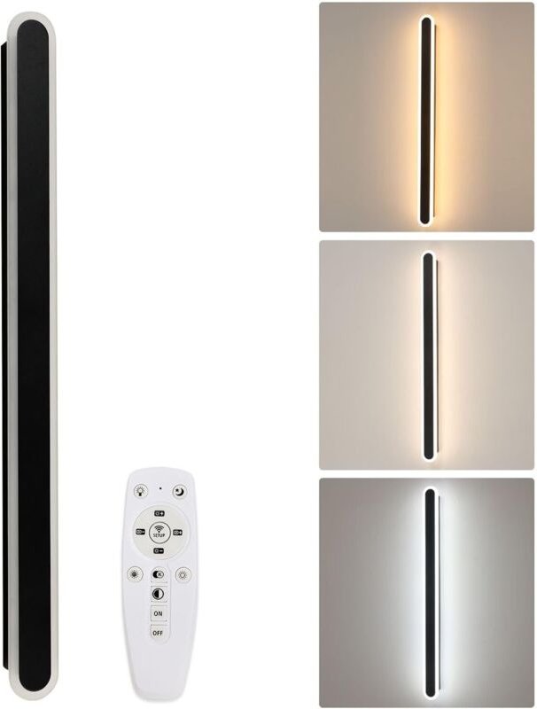 COMELY Moderne, dimmbare LED-Wandleuchte – 22 W mit Fernbedienung und Speicherfunktion – 80 cm – Schwarz – Moderne Ambie...