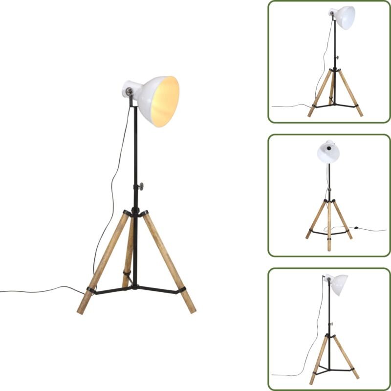 The Living Store Stehleuchte 25 W Weiß 75x75x90-150 cm E27 - Industriestil