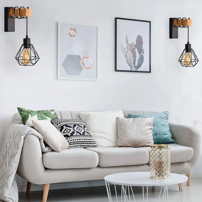 2 Stücke Haloyo® Wandlampe Industrie Vintage,für Schlafzimmer Flur Wohnzimmer,Ohne Leuchtmittel,Schwarz