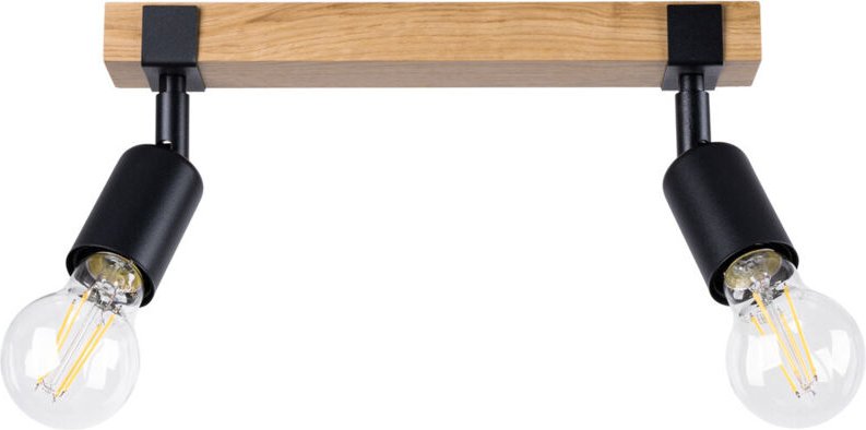 Zuca Moderner Twin Deckenstrahler Holz, Schwarz 2x E27 - Sollux
