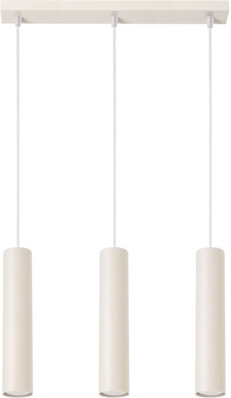 Moderne beige Hängelampe, drei Röhren, 30 cm, für die Küche Esszimmer, über der Insel, 3xGU10 10W, LAGOS Sollux Lighting