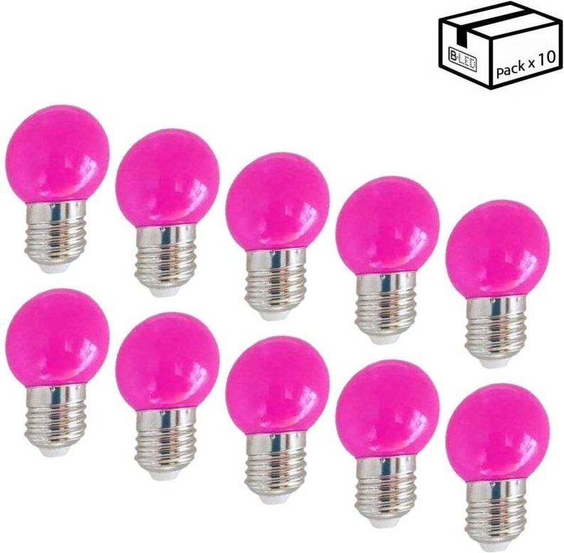 Packung mit 10 E27 1W LED-Glühbirnen 1 Farbe