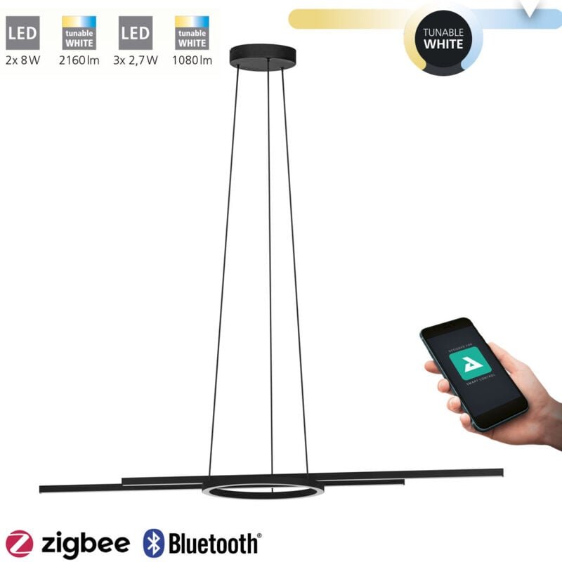 Eglo - Connect led Pendelleuchte Zillerio-Z schwarz 116 x 30 x 110 cm Deckenlampen & Kronleuchter
