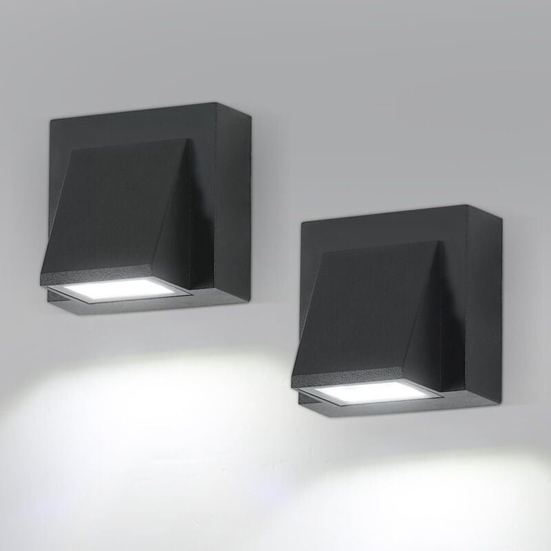Thumbnail - Stück Außenwandleuchten, IP65 wasserdichte LED-Wandlampe, 5 W weißes Licht 6500 K, quadratische Aluminium-Außenwandleuch...