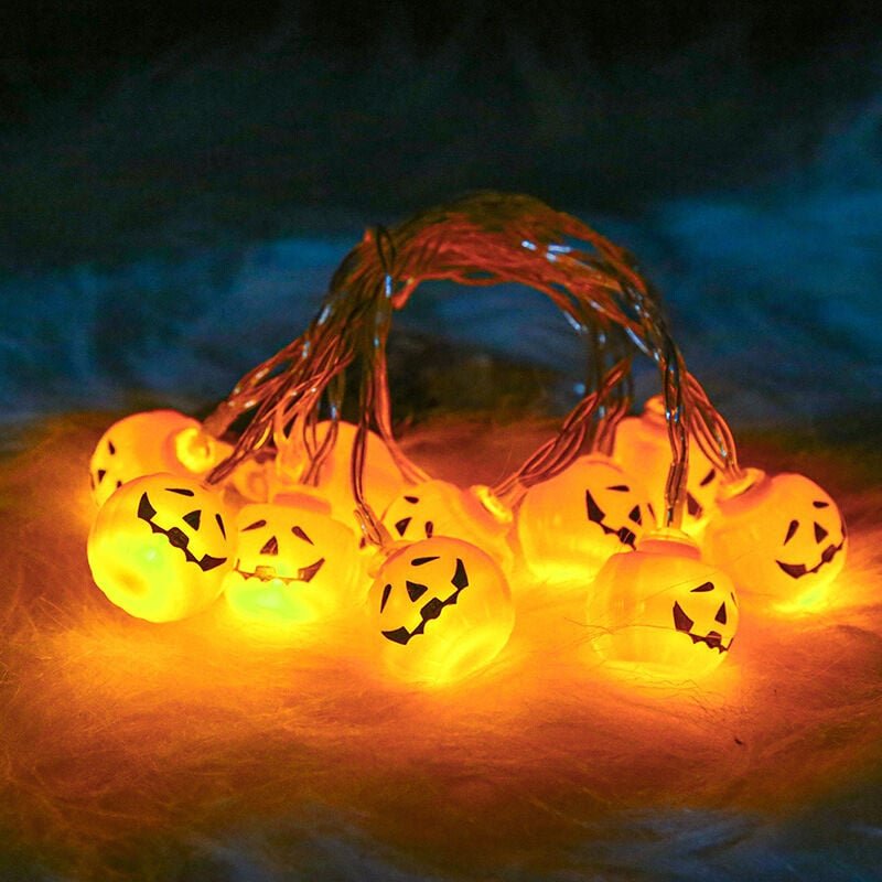 Halloween-LED-Lichterkette, Kürbislaternen und Totenkopf-Dekolichter, batteriebetrieben für Weihnachtsbaum, Hochzeitsfei...