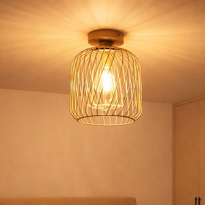 LED Deckenlampe industriell Wohnzimmerlampe Gitter Deckenleuchte Schlafzimmerleuchte, Metallgeflecht, 7W 806lm warmweiß,...