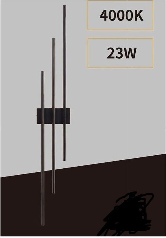 Trade Shop - ANWENDUNG VON MURO LED 23W MODERN 3 VERTISCHE LINIEN NERO LUCE CALDA NATURAL AQ13 -