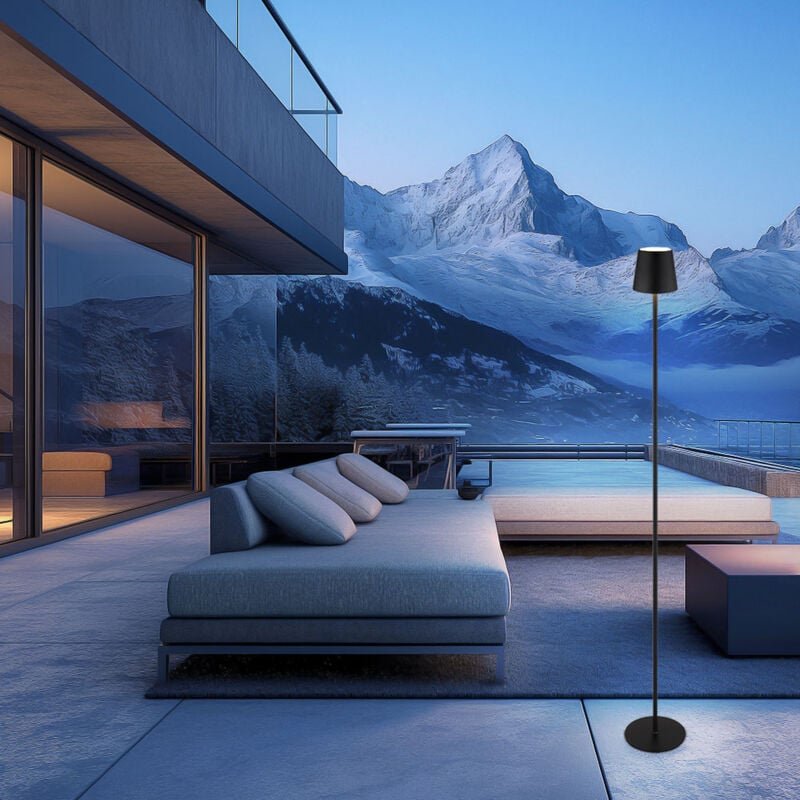 Stehlampe Stehleuchte Beistelllampe Gartenleuchte Außenleuchte Terrassenlampe, Metall Kunststoff schwarz, Touchdimmer Ak...