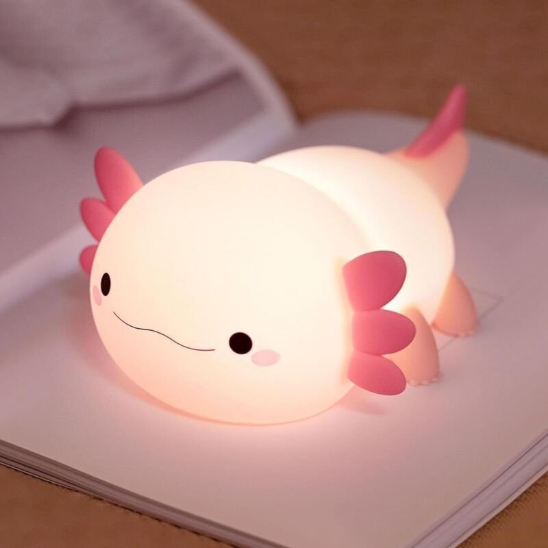 Axolotl-Nachtlicht für Kinder – Dimmbares Silikon-Nachtlicht in Tierform – Niedliche, wiederaufladbare, berührungsempfin...