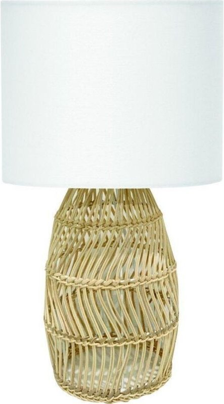 Platinet Korfu Tischlampe Rattan Weiß Elegant