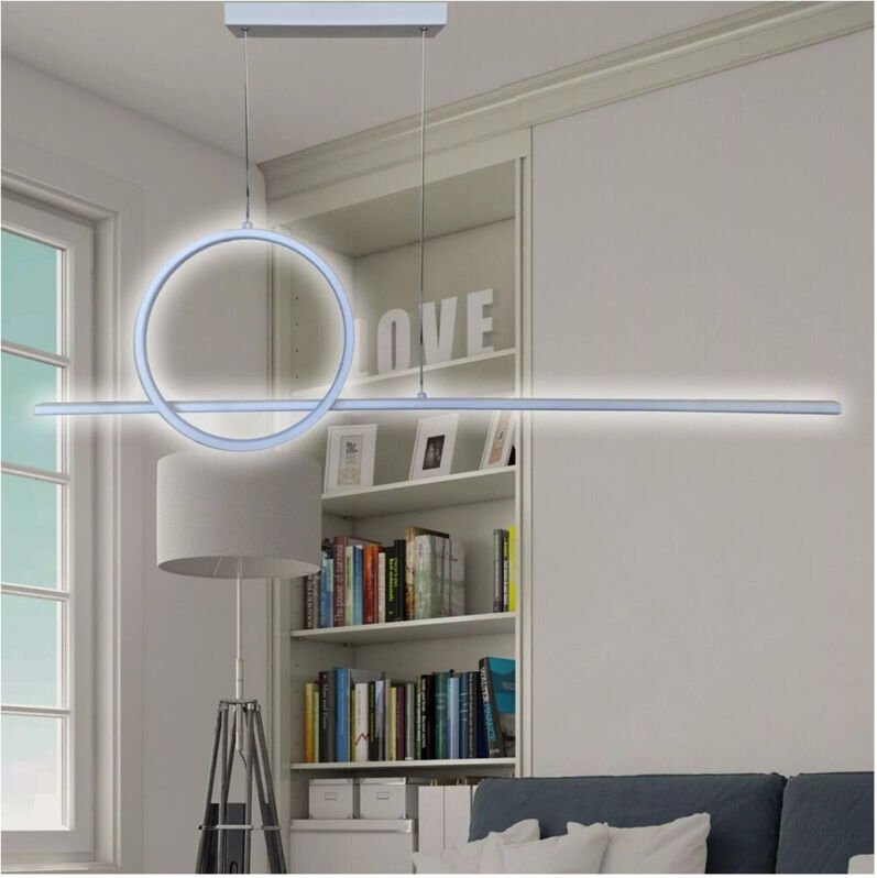 Thumbnail - Trade Shop Traesio - Trade Shop - led sospension lampadarien 48W design cerchio linea bianca IP20 luce 6500K 33580 -