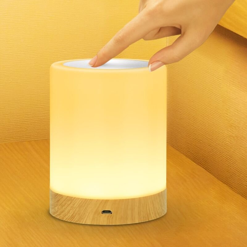 Thumbnail - Mehrfarbige Nachttischlampe mit 13 Farben, wiederaufladbares Nachtlicht für Kinder über USB, per Touch- und Fernbedienun...