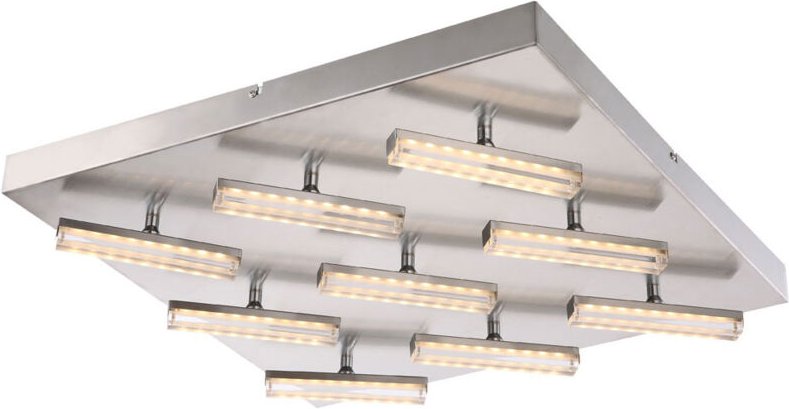 Globo - Deckenlampe Deckenleuchte Wohnzimmerleuchte Schlafzimmerleuchte, 9 Flammig Spots beweglich, Nickel matt satinier...