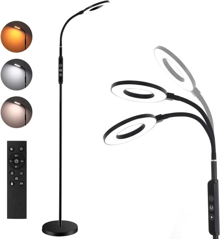 Led Stehlampe Stehleuchte mit Fernbedienung Dimmbar 12W Leselampe