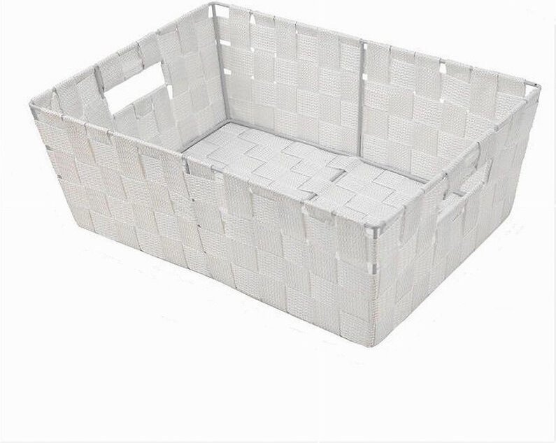 Trade Shop Traesio - Trade Shop - clean object porta in tessutte intrecciato 38X26X13 cm mit white maniglie 79031 -