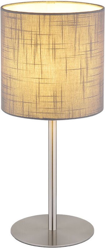 Tischleuchte Beistelllampe Wohnzimmerleuchte Stoffschirm Tischlampe Nachttischleuchte, Nickel grau Textil, 1x E27 Fassun...