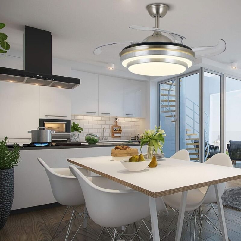 Deckenventilator mit Beleuchtung LED-Licht Einstellbare Windgeschwindigkeit Dimmbar mit Fernbedienung Einklappbare Flüge...