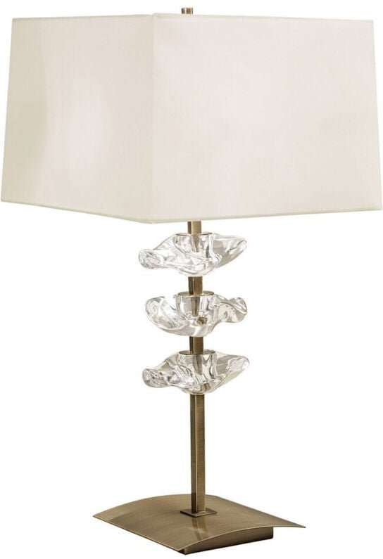 Inspired Mantra Akira Tischlampe 2-flammig E27, antikes Messing mit cremefarbenem Schirm