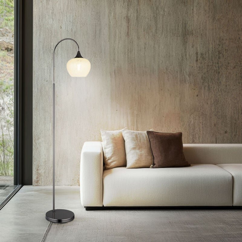 Globo Lighting - Stehleuchte Kristalle Standlampe Glas klar Wohnzimmerleuchte Stehlampe chrom-schwarz, Metall, E27 Fassu...