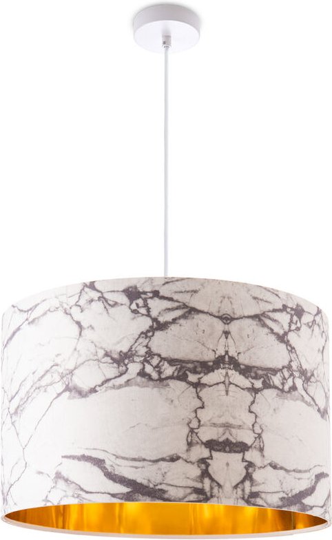 Deckenlampe Wohnzimmer Pendelleuchte Esstisch Lampenschirm Stoff Modern Abstrakt Pendelleuchte - Weiß, Design 1 (Ø45,5 c...