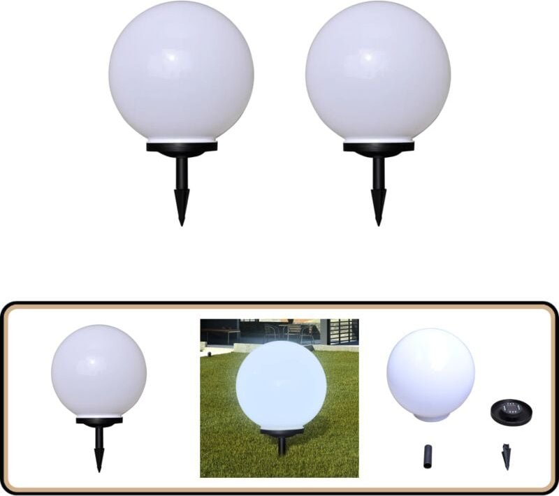 Wegeleuchten 2 Stk. led 40 cm mit Erdspieß - led Solarleuchte - Gartenleuchte - Outdoor Beleuchtung - Wegleuchtern - Ter...