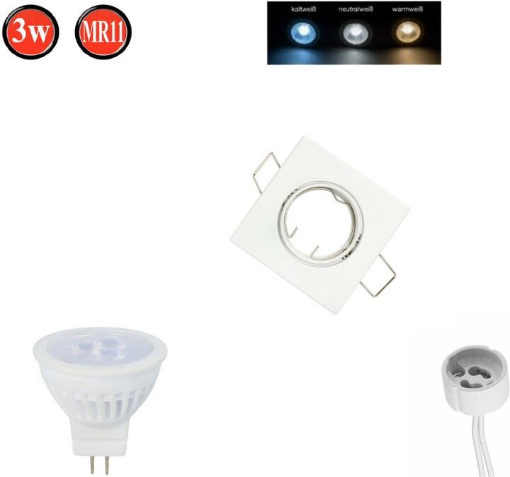 LED Line® Einbaustrahler MR11 Einbaurahmen Ø55-60mm Bohrloch Eisen inkl. MR11 3W Kaltweiß 255 Lumen LED Leuchtmittel Wei...