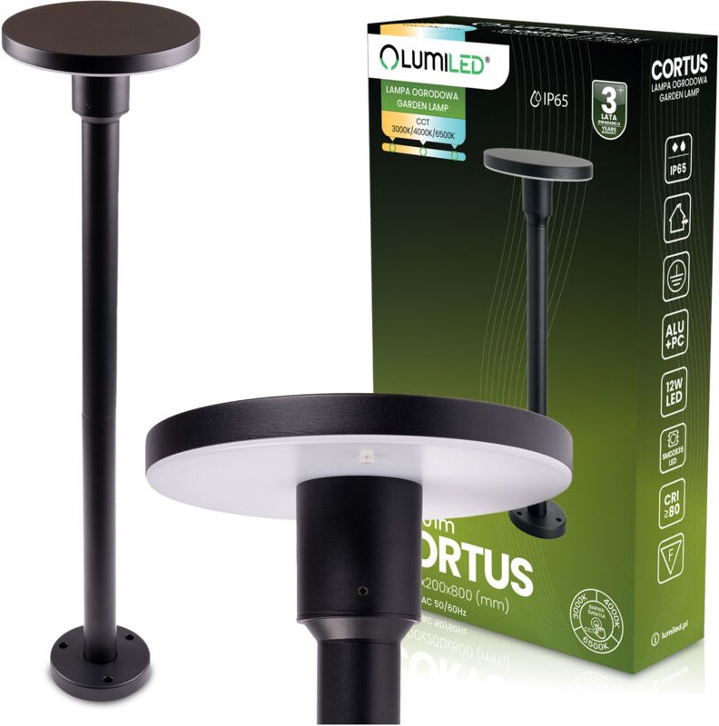 Gartenleuchte für den Außenbereich, Stehleuchte, LED, 12 W, 3000–6500 K, Schutzart IP65, CORTUS LUMILED