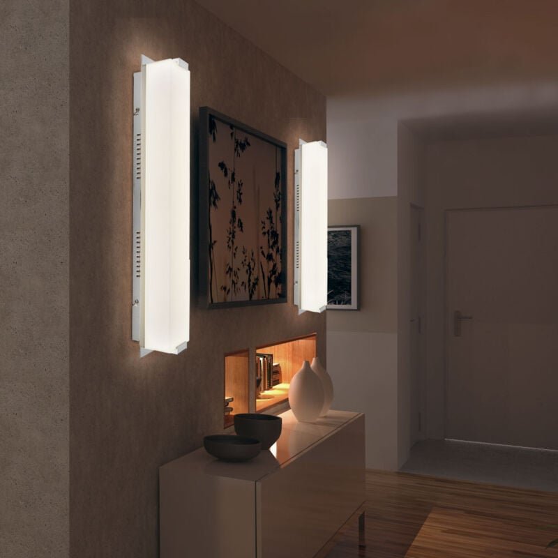 Wandlampe Wohnzimmerleuchte Esszimmerlampe Wandleuchte Schlafzimmerlampe Flurleuchte, Chrom Glas satiniert, led 15W 1160...