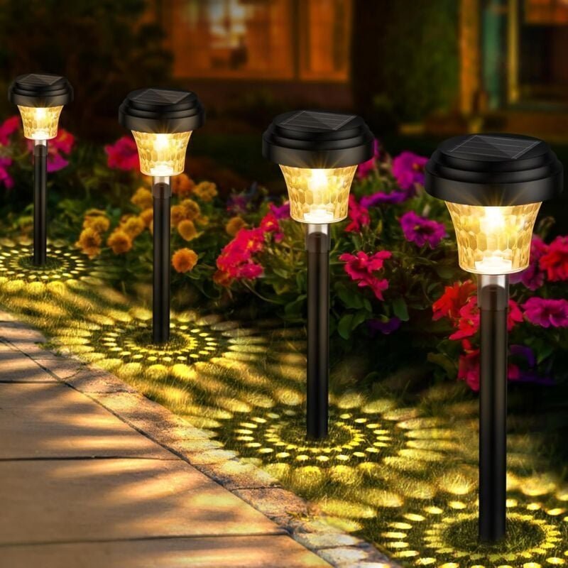 Thumbnail - Stück Solar-Gartenleuchten für den Außenbereich, Solar-Außenleuchten mit Erwärmung, wasserdichte Solar-Wegbeleuchtung fü...