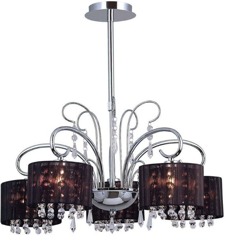 Span - Hängender Anhänger Fixed Black 5 Light mit Kristallschirm, E14 - Italux