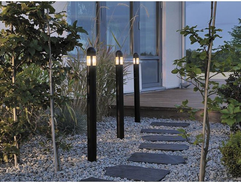 Konstsmide Lighting - 3er Set Wegeleuchte amalfi schwarz mit Erdspieß, 10m Anschlusskabel, 12V Trafo
