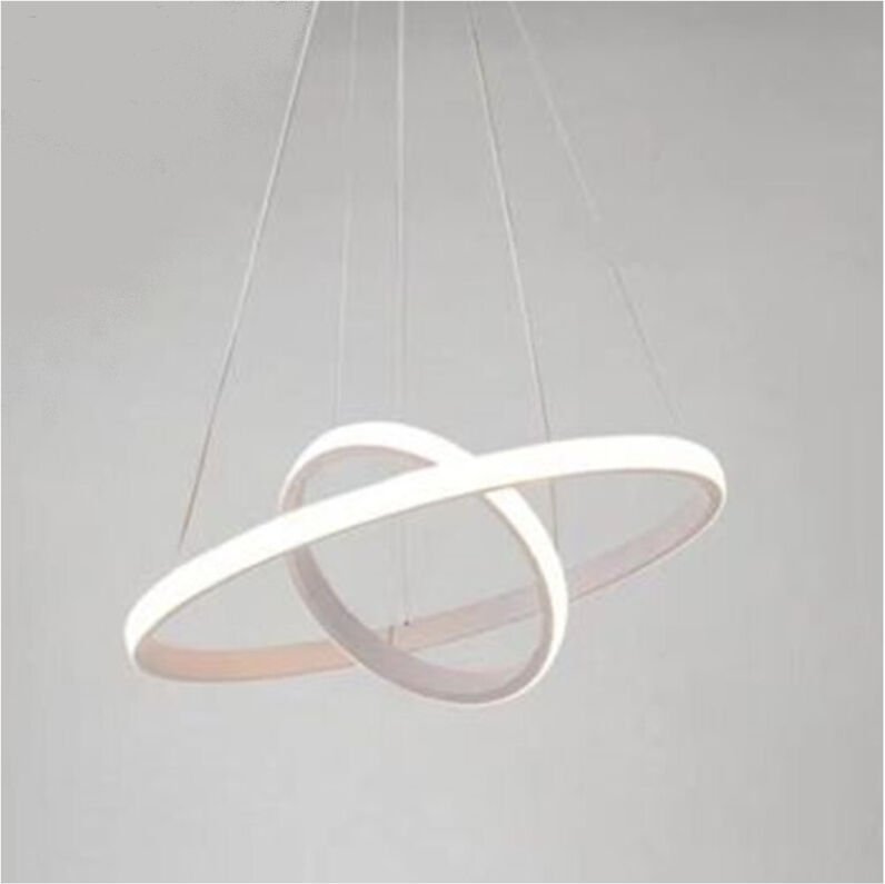 Trade Shop - LED-Hängekronleuchter 60W 2 Kreise runde Pendelringe weißes Licht 4000K 50248 -
