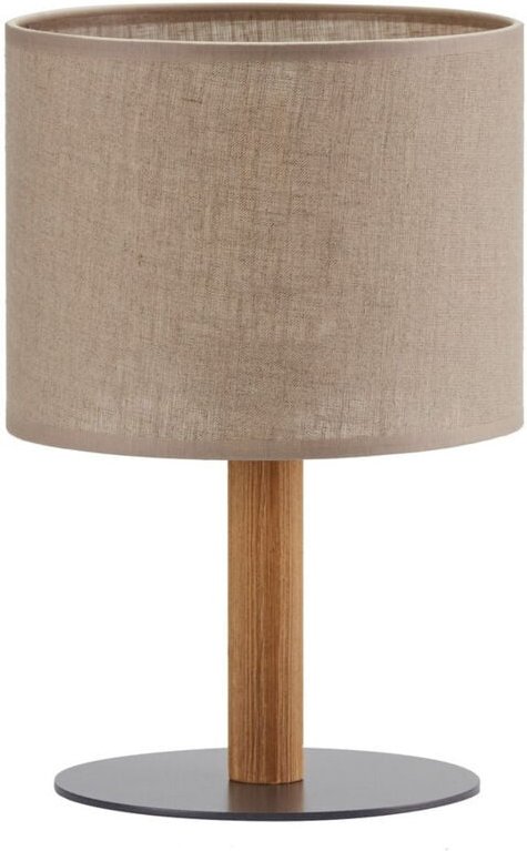 TK Deva Tischleuchte mit rundem Schirm Kiefer, Creme 1xE27