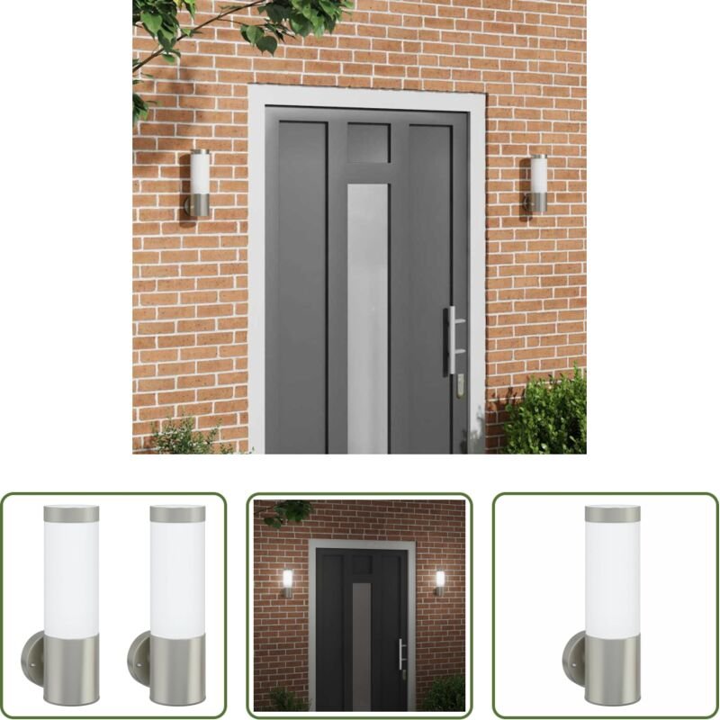 vidaXL Außenbeleuchtung - Außenwandleuchte 2 pcs Silber 12 x 8,5 x 27 cm