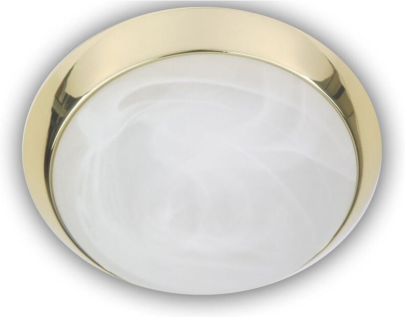 Niermann - Deckenleuchte rund, Glas Alabaster, Dekorring Messing poliert, ø 30cm