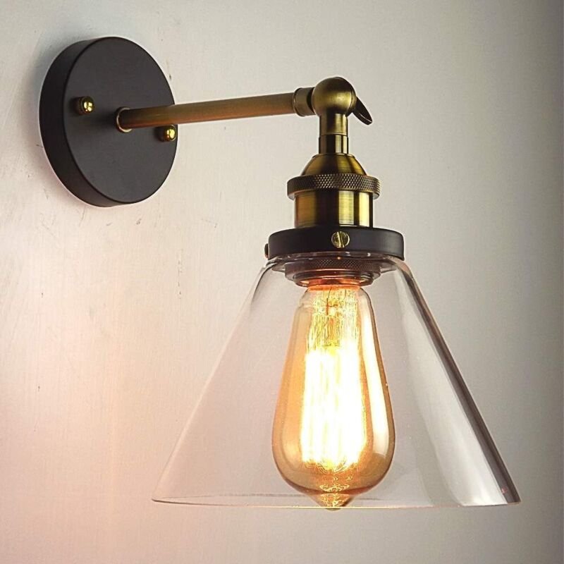 Lightess Industrielle Glas-Wandleuchte, Vintage, Retro, E27, DIY-Wandbeleuchtung für Küche, Esszimmer, Wohnzimmer, Kinde...