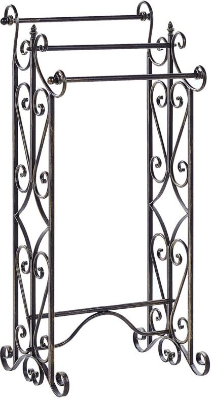 Handtuchständer Schwarz Metall mit 3 Stangen Antik Optik Vintage Retro Stil Badezimmer Schlafzimmer Wohnzimmer Dekoratio...