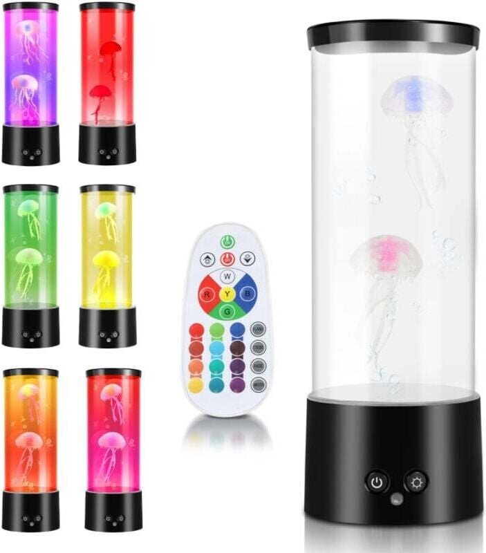 LED Quallen Nachtlicht Lava Lampe RGB Stimmung Lampe 3 Helligkeit Ebenen Künstliche