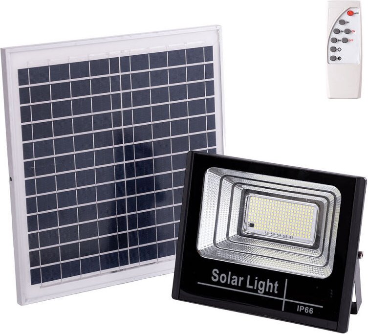 Greenice - Solar-LED-Flutlicht, 120 w, 6500 k, Panel: 6 V/15 w, Batterie: 3,2 V/8000 mAh, Fernbedienung [HO-SOLARFL-120W...