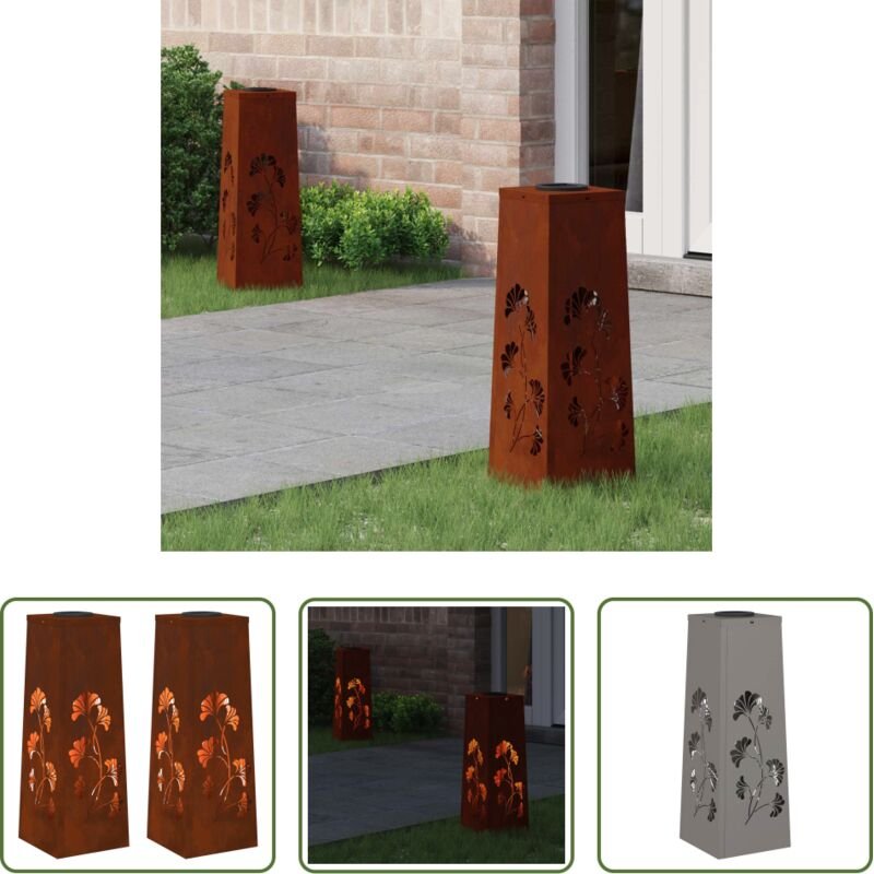 Wegeleuchten - Solar LED Weg Licht 2 pcs Rostig Wetterfeststahl