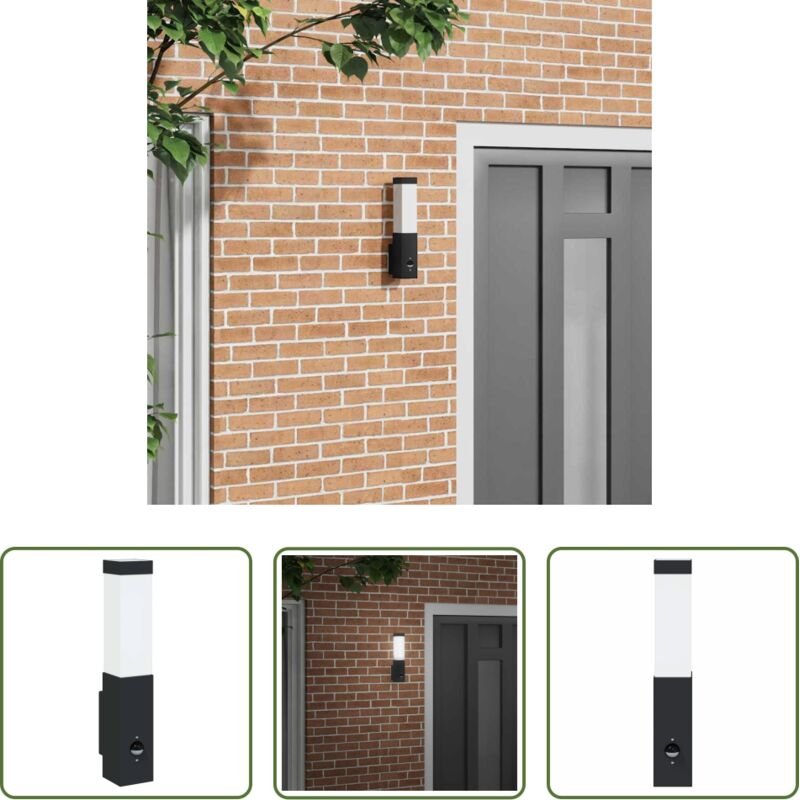 Wandbeleuchtung - Außenwandleuchte Schwarz 10,5 x 6 x 33 cm Edelstahl und Plastik