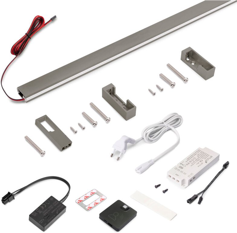 Emuca Schrankstangenset Luxe, LED-Streifen 4,5x8 Neonlynx V, RF-Bewegungssensor Smart und Smart-Konverter (24V DC), Läng...