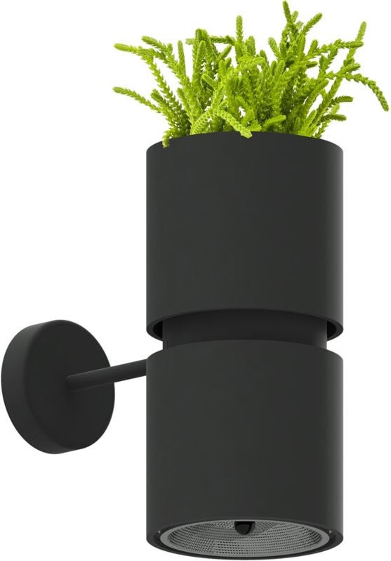 Wandleuchte Pflanztopf Wandlampe Flurleuchte Stahl Alu Schwarz Blumentopf