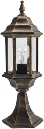 Fabrilamp - pollux aluminium außenwandleuchte 1xe27 schwarz/gold 48,5x17x17 cm ip44