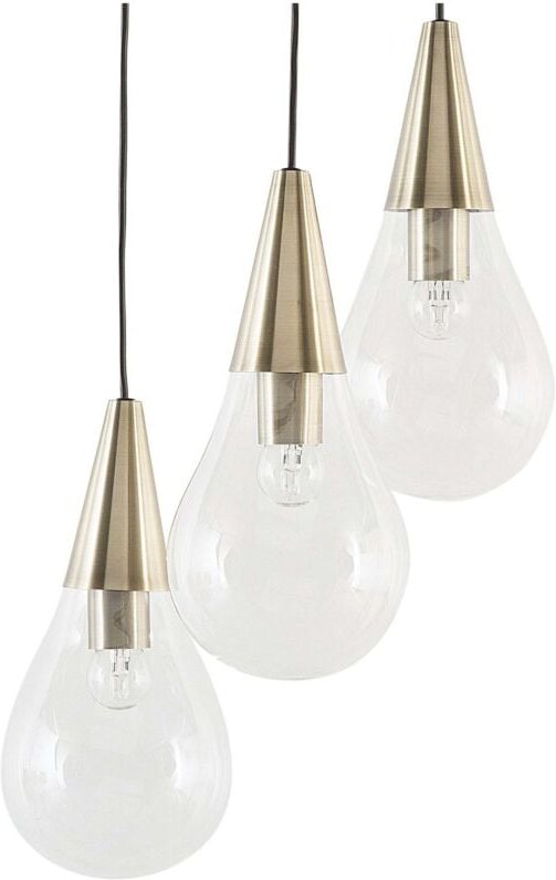Beliani - Hängeleuchte Messing aus Metall und Glas 3-flammig transparente Schirme in Glühbirnen-Optik höhenversetzt Indu...