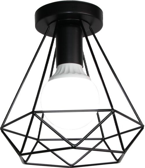 Axhup - Deckenleuchte Vintage Industri Diamant Deckenlampe mit Ø20cm Käfig Semi-Flush Mount Eisen Licht E27 Lampenfassun...