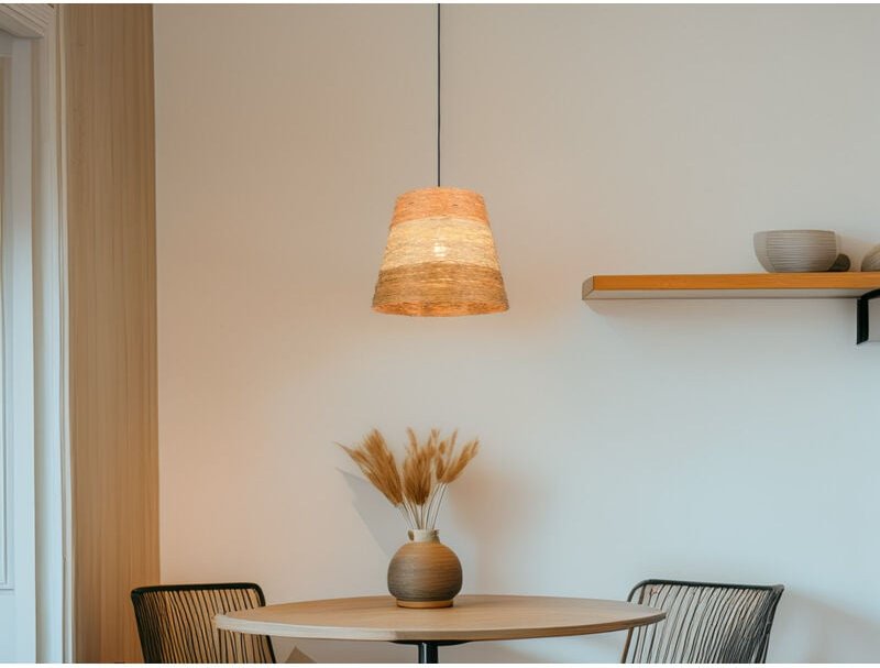 Led Pendelleuchte mit Lampenschirm aus mehrfarbigem Papiergarn, ø 30cm